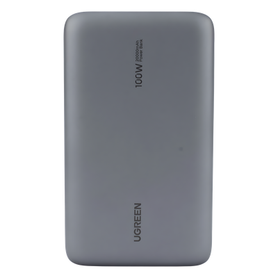 Power Bank de 20000mAh | 3 Salidas 100W Max. | USB-A + 2 USB-C | PD 3.0 | QC3.0 | FCP | SCP | Pantalla Inteligente | Carcasa Ignifuga | Color Gris | Incluye Cable USB de 50cm | Carga tu Laptop de Manera Segura.