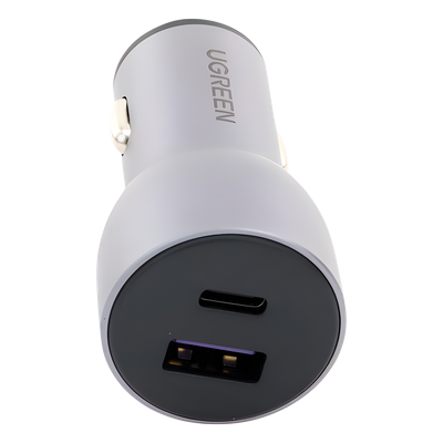 Cargador de Auto 52.5W | Puerto USB-A y USB-C | Carga Rápida | Compatible con Vehículos de 12 y 24 VCD | PD3.0 + QC3.0 | Chip Inteligente | Diseño Compacto Mayor Eficiencia Energética | Caja de Aluminio