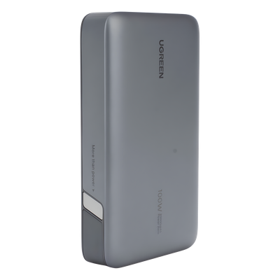 Power Bank de 20000mAh | 3 Salidas 100W Max. | USB-A + 2 USB-C | PD 3.0 | QC3.0 | FCP | SCP | Pantalla Inteligente | Carcasa Ignifuga | Color Gris | Incluye Cable USB de 50cm | Carga tu Laptop de Manera Segura.