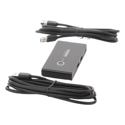 Conmutador USB para Compartir 4 Puertos USB 3.0 a 2 PC Ìs | Cambio Mediante Botón | Incluye Dos Cables USB de 1.5 m | ABS | Permite que 2 Usuarios Compartan 4 Dispositivos Periféricos USB3.0, como una impresora, un escáner, etc.