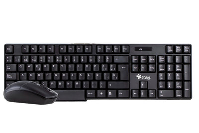 Kit mouse y teclado STPKTM3B Stylos, Inalámbrico, Negro