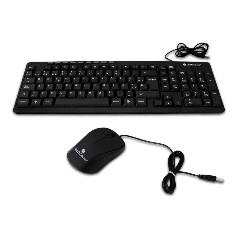 Kit teclado y mouse TZ19COMB01-LA Techzone, Negro