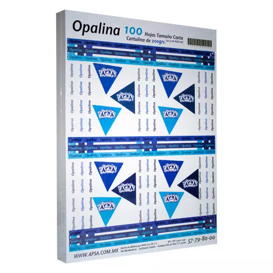 Papel opalina blanca 90% blancura APSA tamaño carta 200 gramos paquete con 100 p