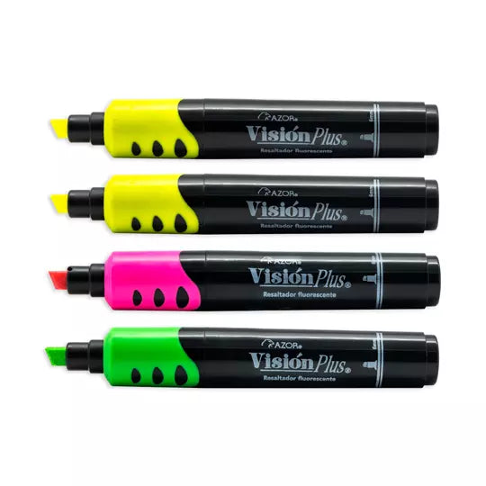 Resaltador de texto Vision Plus cincel 6mm colores surtidos blíster 4 pzas