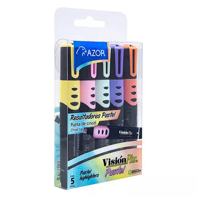 Resaltador de texto Vision Plus Pastel colores surtidos empaque con 5 pzas