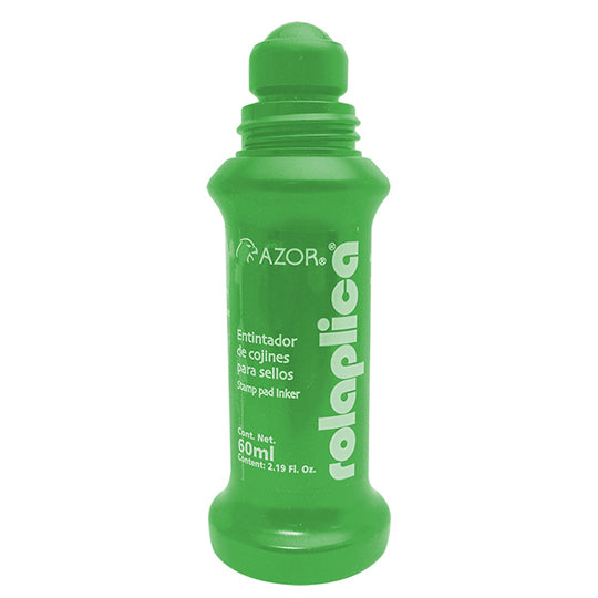 Tinta para Sello Rolaplica Color Verde, 60ml - 1 Pieza