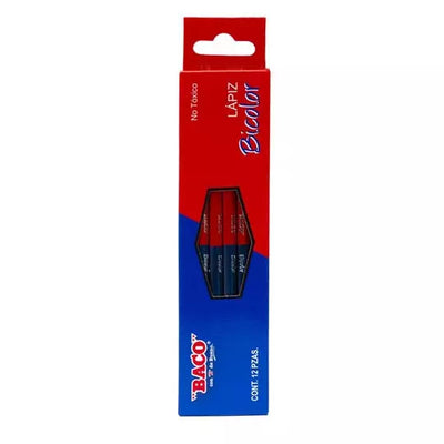 Lápiz bicolor BACO color rojo y azul caja con 12 piezas