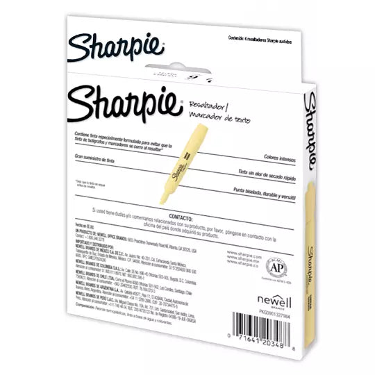 Resaltador Sharpie Tank caja con 6 piezas colores pastel surtidos