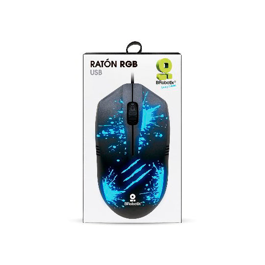 Mouse básico Xplotion 263939 Brobotix, Negro, USB, RGB, Negro