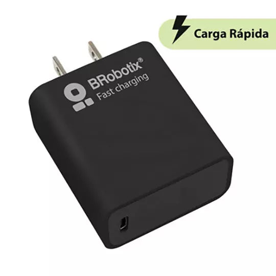 Cargador 20W Carga Rápida USB Tipo C V3.0 Negro BROBOTIX