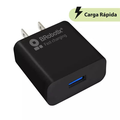 Cargador 18W Carga Rápida USB A V3.0 Negro BROBOTIX