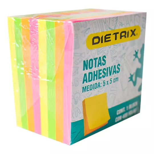 Notas adhesivas Dietrix colores neón de5 x 5 cm con 400 hojas