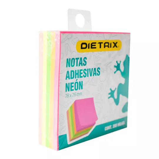 Notas adhesivas Dietrix colores neón 7.5x 7.5 cm con 200 hojas