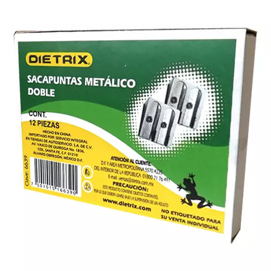 Sacapuntas metálico doble Dietrix 12 piezas