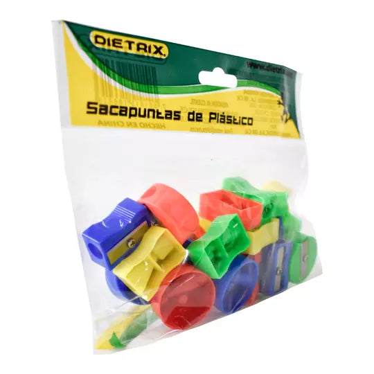 Sacapuntas de plástico Dietrix bolsa con25 piezas de colores