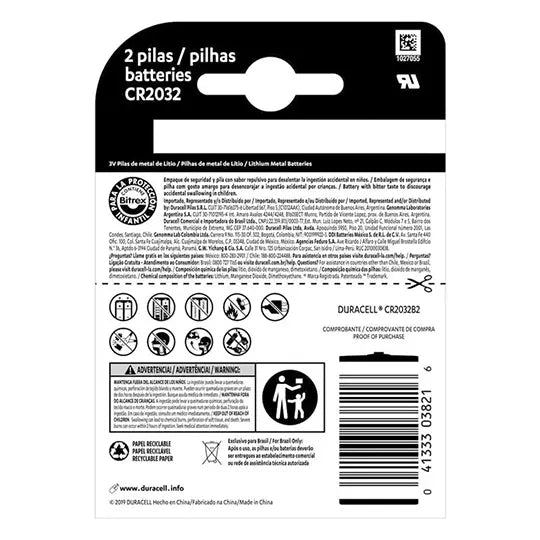Pila de litio modelo 2032, blíster de 2piezas