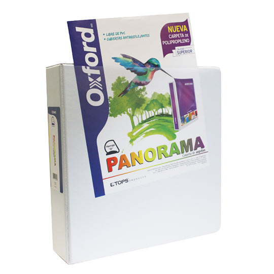 Carpeta panorámica Oxford herraje en D 2 pulgadas color blanco tamaño carta