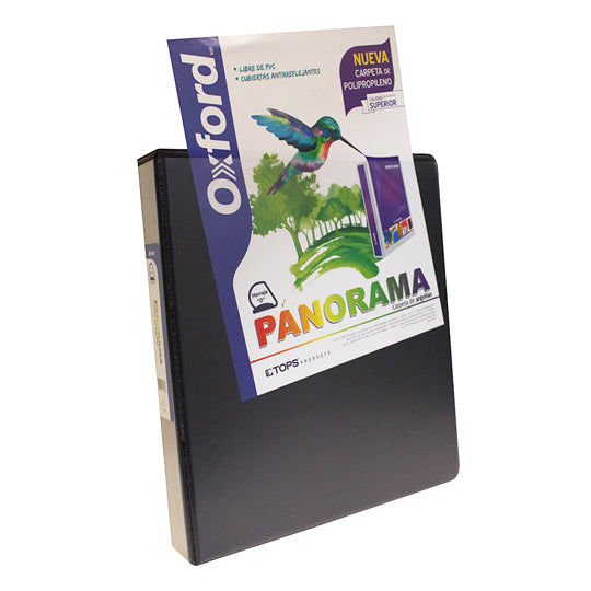 Carpeta panorámica OXFORD herraje D 1.5 pulgadas color negro tamaño carta