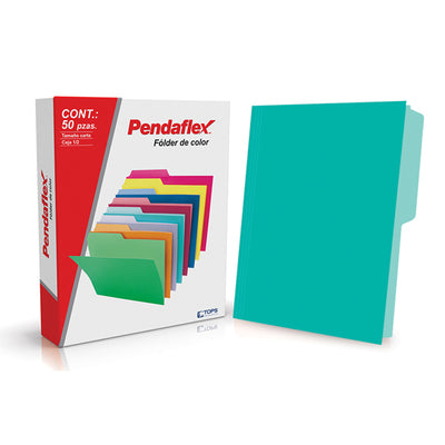 Folder 1/2 ceja PENDAFLEX broche de 8cm color aqua tamaño carta