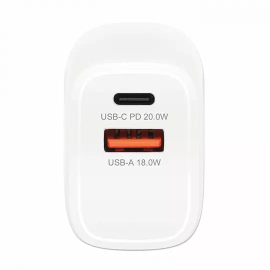 Cargador de Pared Manhattan 20W USB A 3.0, USB C, Blanco