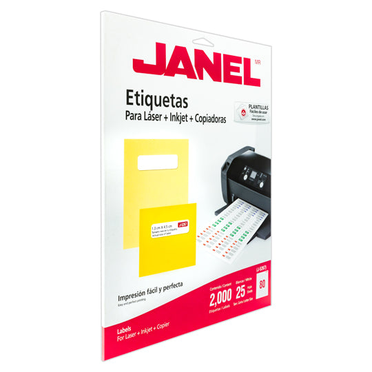 Etiqueta Laser Janel Blanca 13 x 45mm - Paquete con 2000 Etiquetas