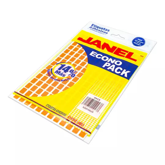 Etiqueta JANEL econopack no.1 naranja con 1440 etiquetas de 9x13mm