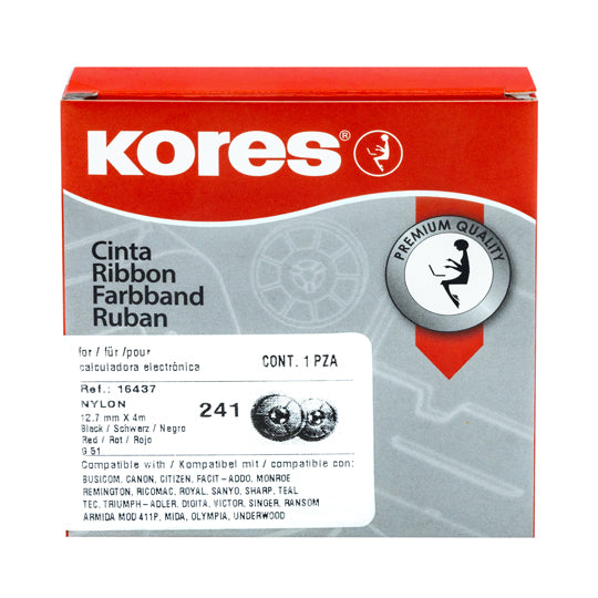 Cinta KORES para calculadora modelo 241, Bicolor negro-rojo