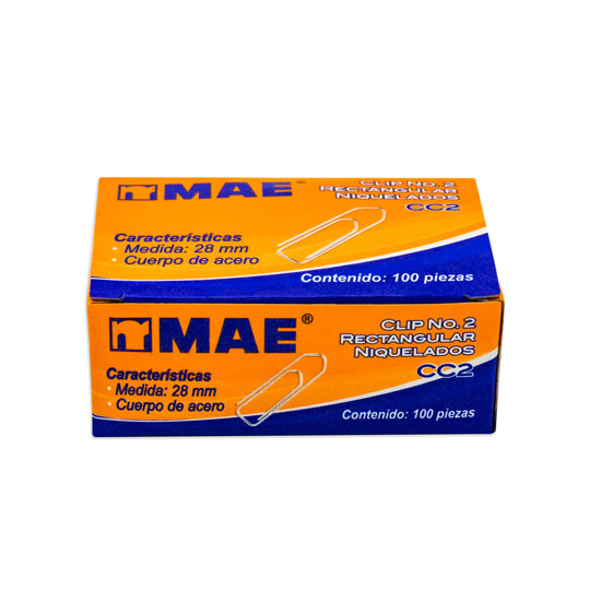 Clip MAE Rectangular no. 2 - caja con 100 piezas