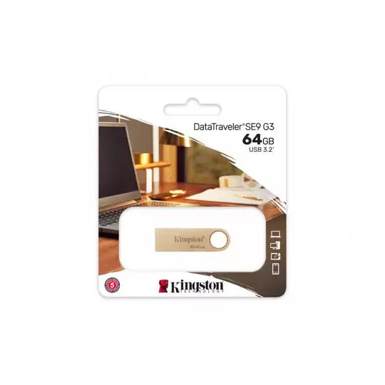 Memoria USB Kingston 64GB Metálica color Oro