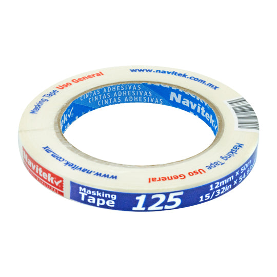 Cinta Masking Tape Navitek Color Natural de 12mm x 50m - 1 Pieza