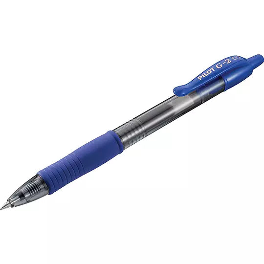 Bolígrafo fino retráctil G2-7 Pilot tinta gel color azul blíster con 2 piezas