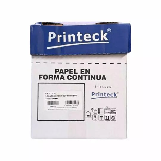 Caja de papel stock Printeck de 9.5" x 11",  3 tantos
