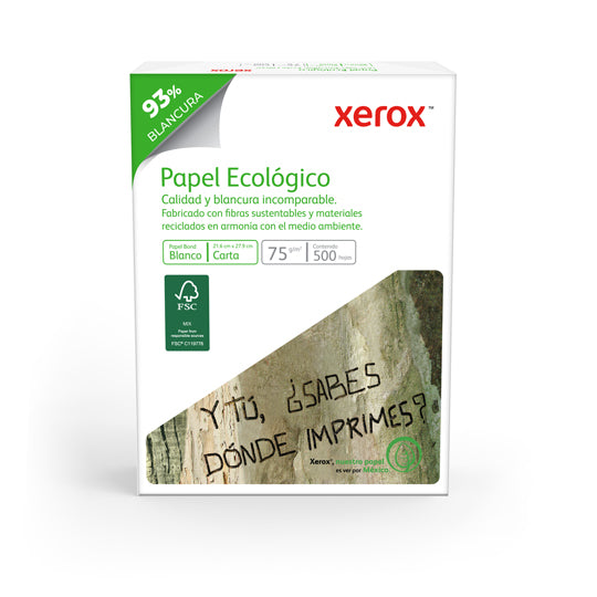 Papel XEROX 3M02010 Ecológico carta blancura 93% 75g