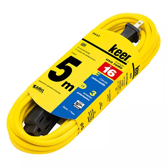 Extensión de 3 contactos 5 M color amarillo