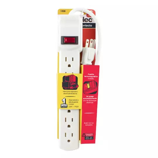 Multicontacto Santul blanco 6 entradas c/luz indicadora