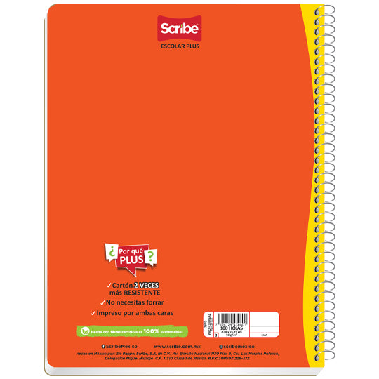 Cuaderno profesional escolar plus SCRIBE cuadro chico 5 mm 100 hojas