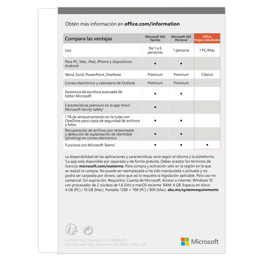 Microsoft Office Hogar y Estudiantes 2021 - Licencia perpetua