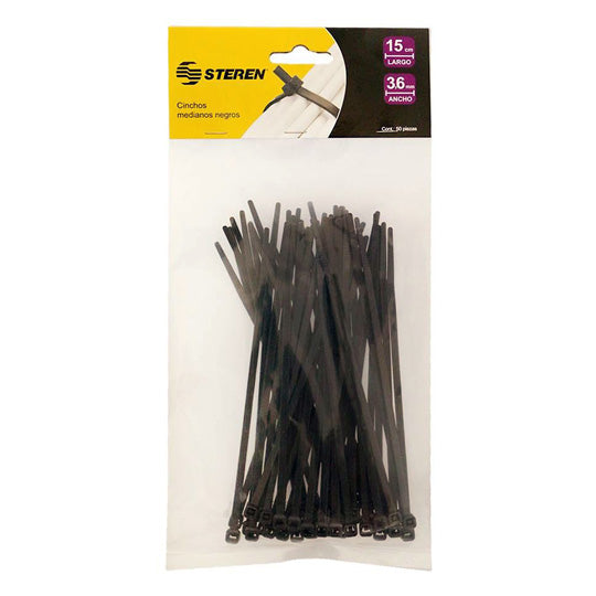 Cinchos de nylon STEREN negro 100 piezas