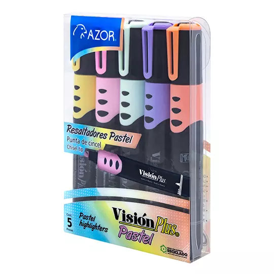 Resaltador de texto Vision Plus Pastel colores surtidos empaque con 5 pzas
