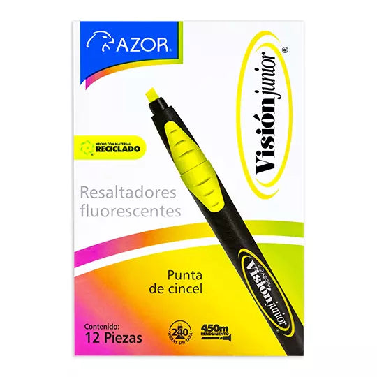 Resaltador de texto Vision Junior puntacincel 4 mm amarillo caja con 12 pzas