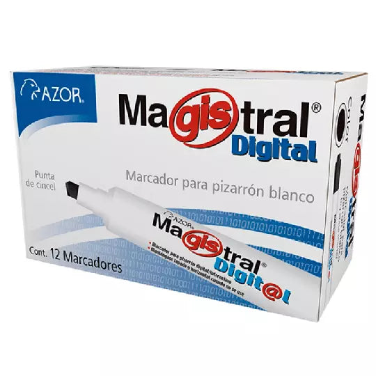 Marcador Magistral Digital punta cincel6 mm color negro caja con 12 piezas