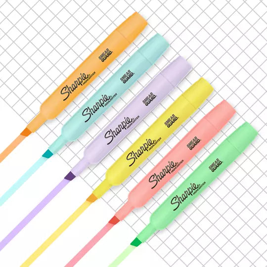 Resaltador Sharpie Tank caja con 6 piezas colores pastel surtidos