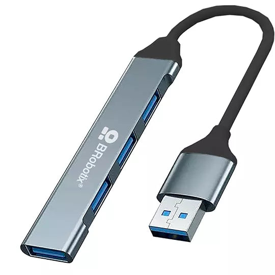 Hub USB V3.0 4 Puertos, Conexión Tipo A,Plata BROBOTIX