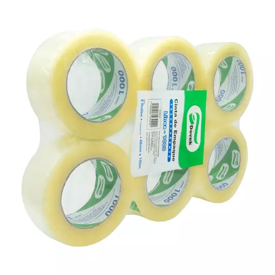 Cinta de empaque transparente Devek 48 mm x 150 m, transparente 6 pz