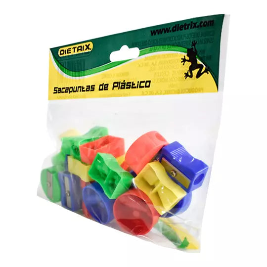 Sacapuntas de plástico Dietrix bolsa con25 piezas de colores