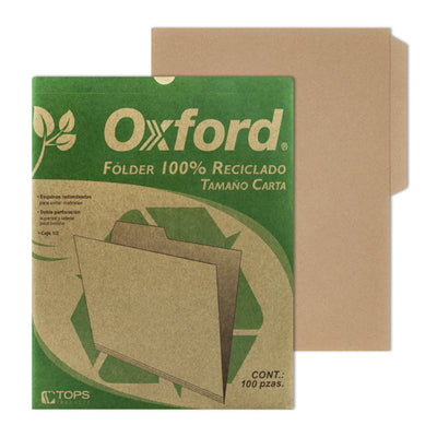 Folder reciclado 1/2 ceja OXFORD broche de 8cm color cartón tamaño carta