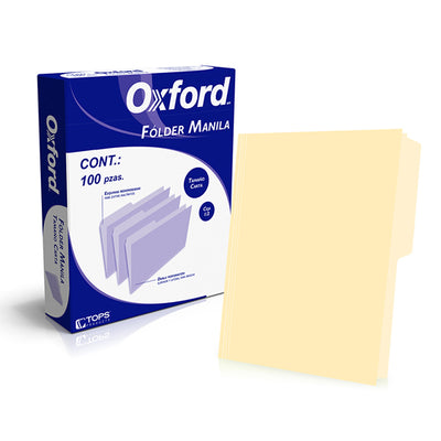 Folder manila  1/2 ceja OXFORD broche de 8cm color crema tamaño carta