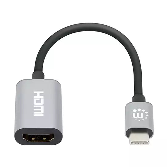Hub Manhattan USB-C Macho 1x HDMI 5 Gbit/s Gris