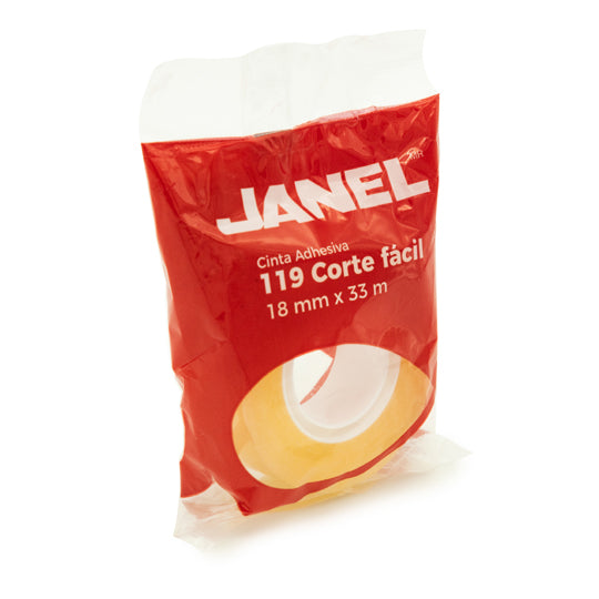 Cinta Adhesiva Janel Transparente de 18mm x 33m - 1 pieza