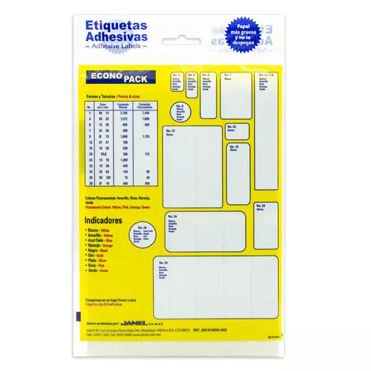 Etiqueta blanca JANEL econopack no.20 con 280 etiquetas de 20x168mm
